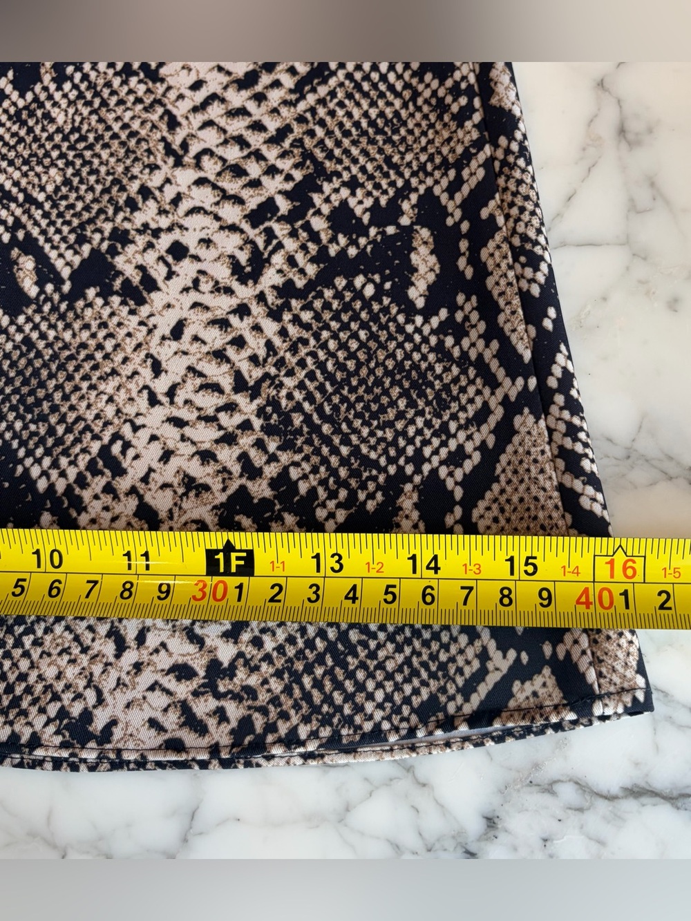EUC ZARA Snakeskin Flowy Flare Leg Pants Hi Rise Stretch Light XL Tan/Black/Gold - Picture 14 of 16